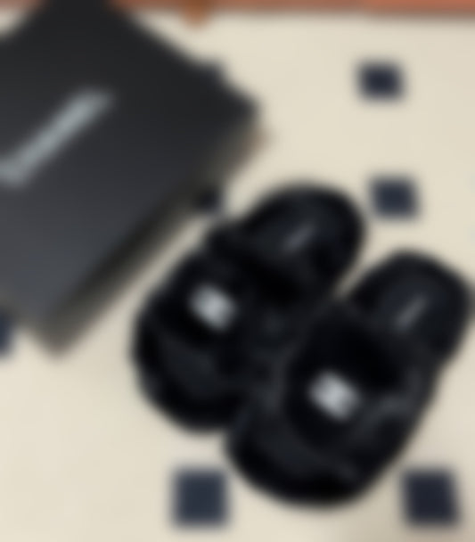 CH*** BLACK FUR SLIDES